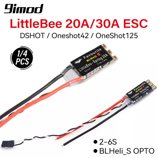 FVT Little Bee 20A/30A ESC BLHeli_S OPTO 2-6S Supports Mulitshot DSHOT Oneshot42