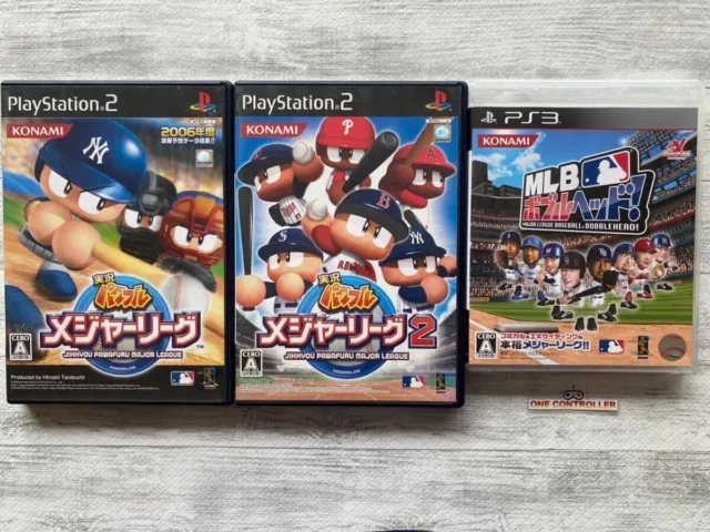 SONY PS2 & 3 Jikkyou Powerful Major League 1 & 2 & MLB Bobblehead ! from Japan