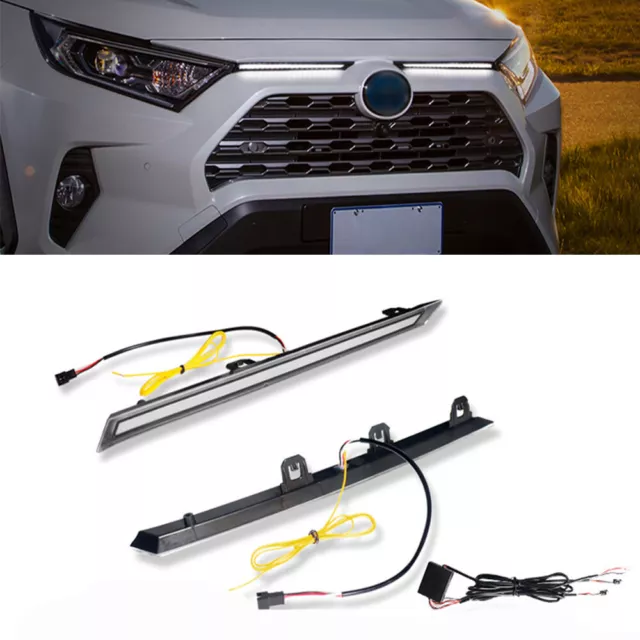 2x Front LED Daytime Running Lights Turn Signal Lamps For 2019-2021 Toyota RAV4