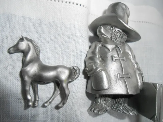 Pewter PADDINGTON BEAR &Myers Suzio Horse Miniature Figurines