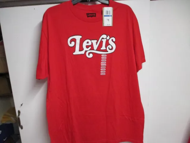 "Levi's" (Classic Logo) Short Sleeve T Shirt (Xl) Nwt $25 Red W/White Script