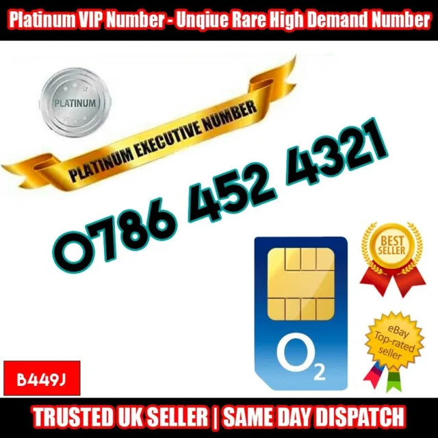Scheda SIM numero VIP UK - 0786 452 4321 - numero facile da ricordare B449J