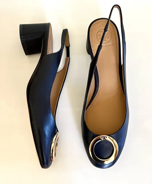 NIB Tory Burch size 8 perfect navy leather Caterina 45mm slingback pumps shoes