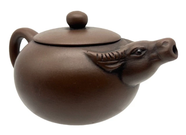 Teapot - Fine Chinese Yixing Clay Stoneware Vessel Art Water Buffalo Teapot