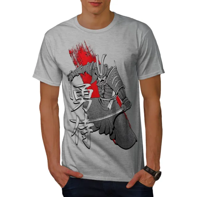 T-shirt da uomo Wellcoda antica katana art, maglietta stampata grafica guerriero
