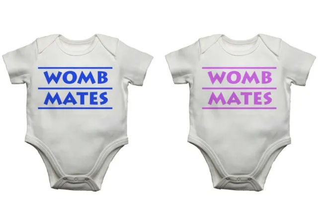 Twin Baby Bodysuit grow Womb Mates Boys & Girls Set Present Newborn Toddler Gift