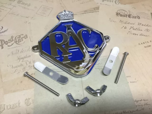 Rac-Car-Badge-bar-Badge-Chrome-Plate-Blue-Backing Äußere Löcher Aa 3