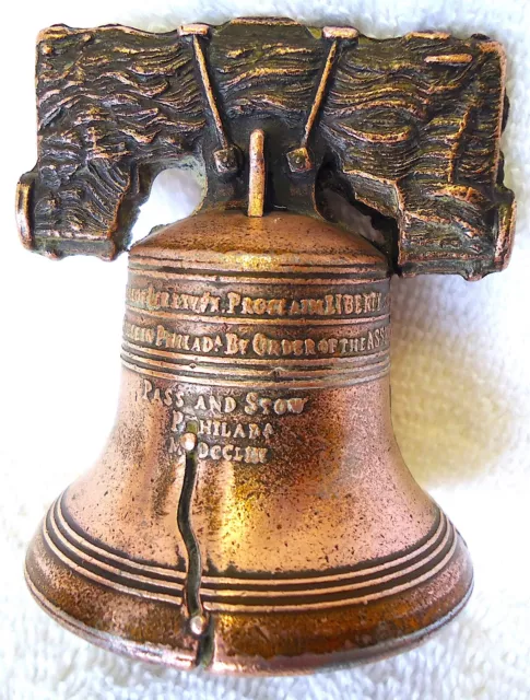 Vintage Liberty🔔Bell Philadelphia,PA. Copper Metal Figurine(Pass&Stow)Souvenir