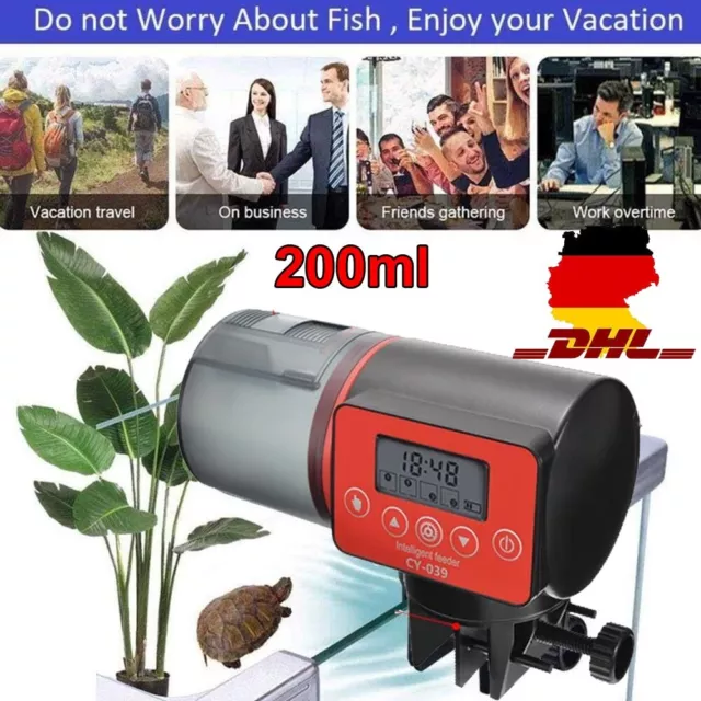 Aquarium Automatisch Fisch Futterautomat Smart Fishfeeder Tank Timer 200ml