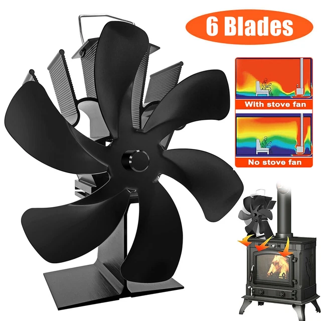 6 Blades Stove Fan for Wood Burning Silent Heat Power Wood Stove Fans Log Burner