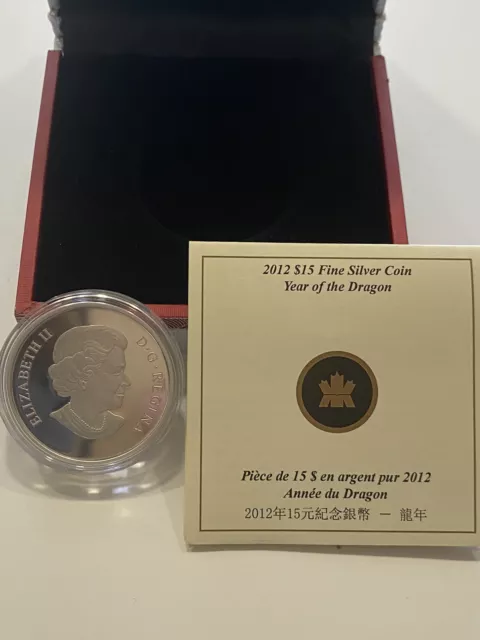 Canada $15 Fine Silver Lunar Year Of The Dragon Coin. Royal Canadian Mint.