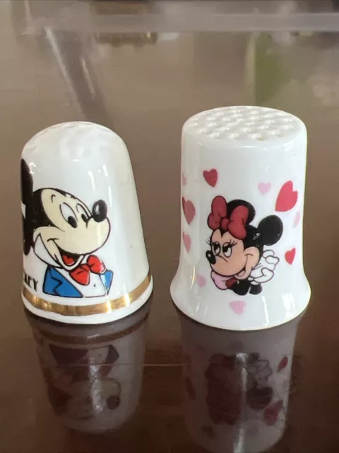 Vintage Porcelain Walt Disney Minnie Mouse Bone China, Mickey Mouse Thimbles