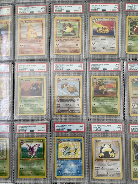Komplettset, 1. Auflage Dschungel-Pokémon, PSA 9, 64/64, neuwertig, WOTC Vintage 6