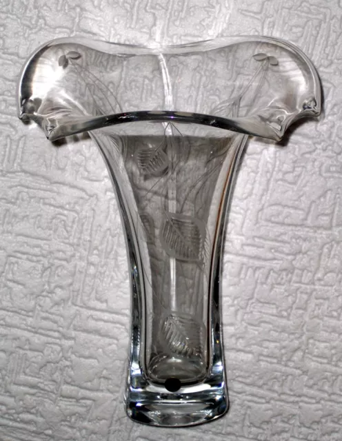 Schwere, große Bleikristall-Vase von Peill, Odeon-Serie, Blattornamente, 1970er