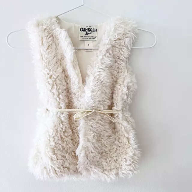 OshKosh B'gosh Sleeveless Faux Fur Vest Size 5 Girls Kid Fluffy Chic Boho Sherpa 2