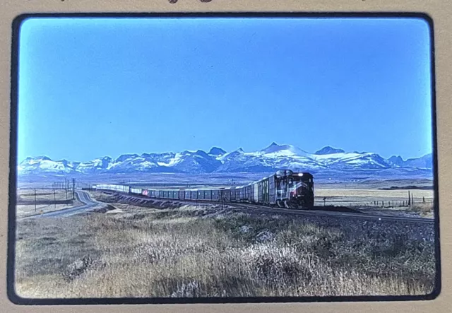 Burlington Northern BN Train 34 LMX 8514 Blackfoot, MT Action Orig Kodachrome