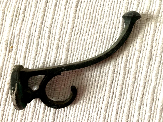 Vintage Reclaimed Matt Black Coated Solid Brass Coat and Hat Hook