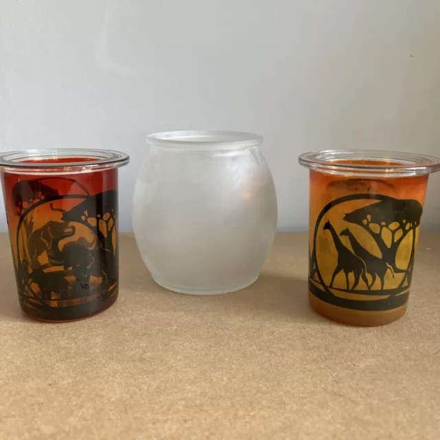 PartyLite Decorative 3 Piece Safari Votive/Tea Light Candle Holder Set