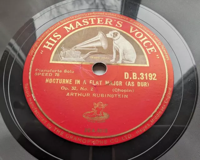 78 rpm  1938 - Arthur Rubinstein  Chopin Nocturnes Vol 2   (5 x 12")  E+