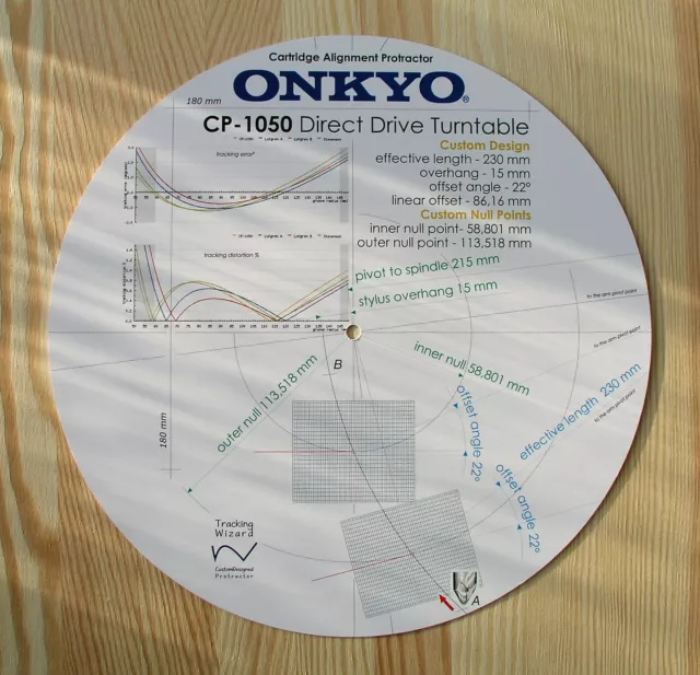 Onkyo CP-1050 Custom Designed Tonearm Cartridge Stylus Alignment Protractor