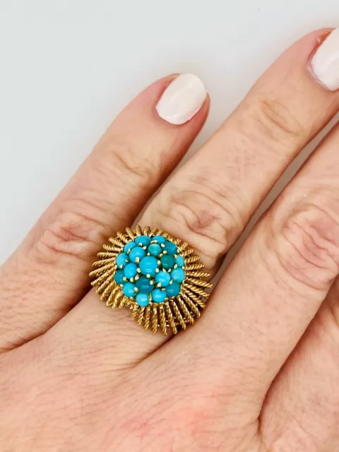 Vintage Dome Multi Colored Turquoise 14k Ring