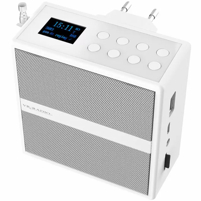 VR-Radio Steckdosenradio mit DAB+/FM, Bluetooth, USB, Freisprecher & Akku, 6 W