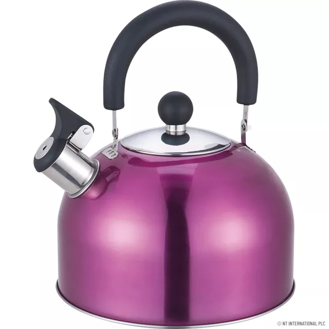 Whistling Kettle PRIMA Stainless Steel 2.5 Ltr Phenolic Handle Kitchenware Purpl