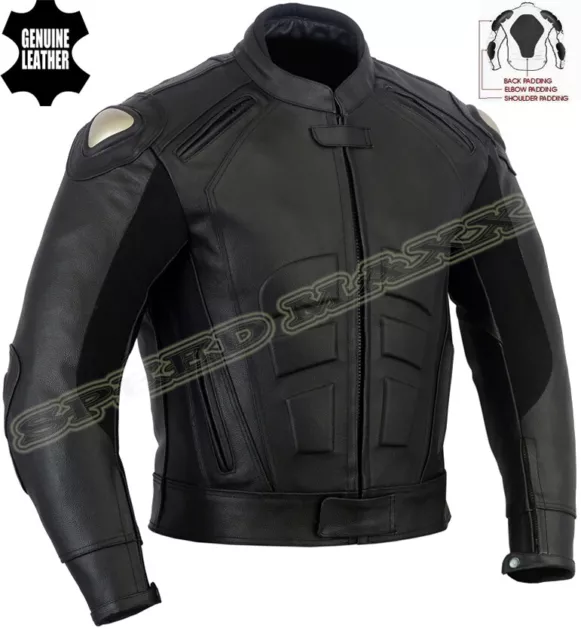 Speed Icon Mens Premium Quality Ce Motorbike / Motorcycle Black Leather Jacket