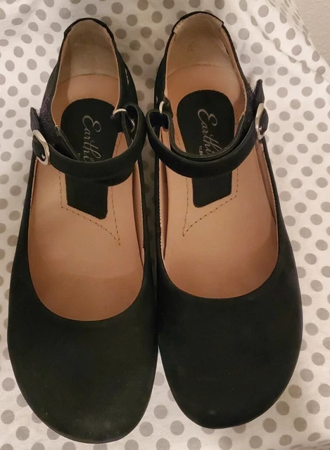 EARTH VISTA NOVA Black Leather Ballet Flat Shoes Size 10 52.10