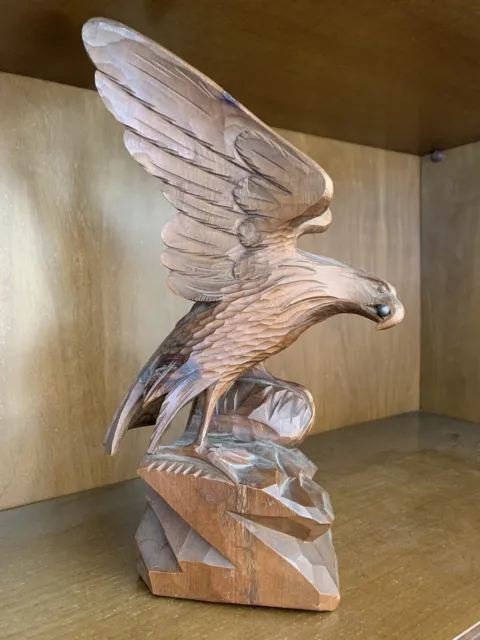 Scultura Aquila In Legno Intagliata A Mano