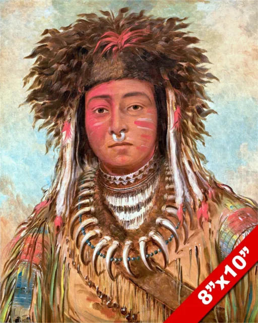 The Boy Chief Native American Indian Ojibbeway Painting Art Real Canvas Print