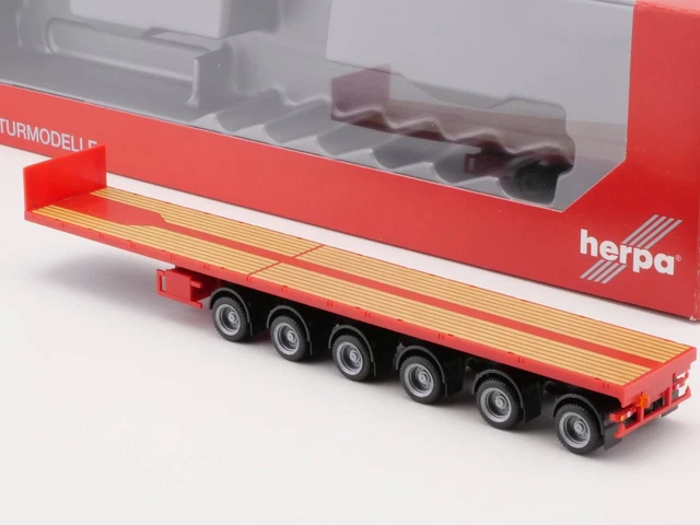 Herpa Nooteboom Teletrailer Vierachsig – Verkehrsorange – Auflieger-Modell Im Maßstab 1:87 – Steckbausatz Für Sammler & Modellbauer