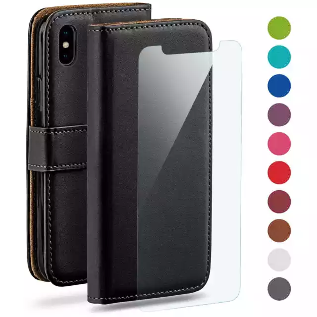 Handy Tasche für Apple iPhone Xs Max Schutz Hülle Case Etui Handyhülle mit Folie