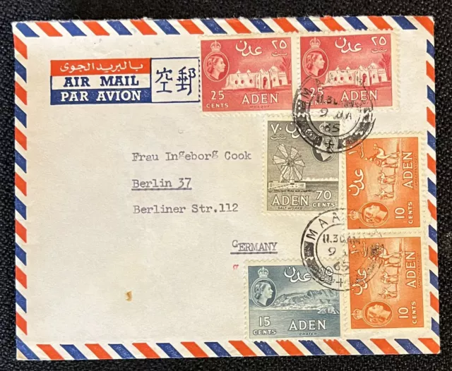 ADEN  - AIRMAIL COVER TO BERLIN DEC 9th 1965 - MAALLA CDS