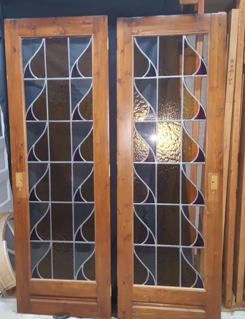 Pair of Full Length Stained Glass Interior Doors