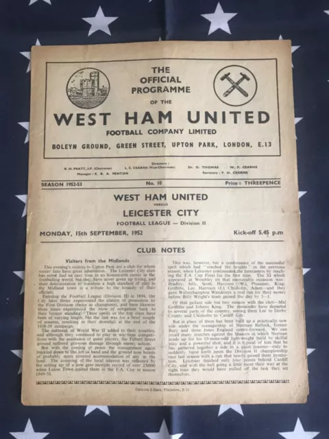West Ham United v Leicester City 1952/53