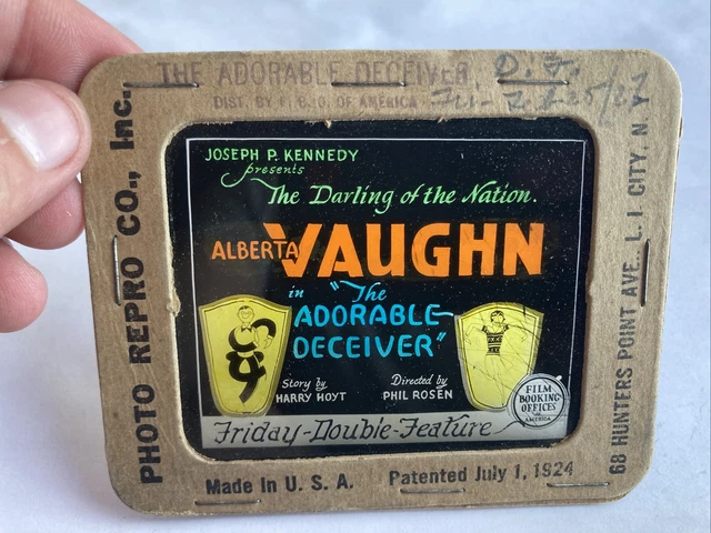ADVERTISING MOVIE THEATER MAGIC LANTERN GLASS SLIDE The Adorable Deceiver Vaughn