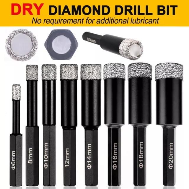 Diamond Tile Dry Drill Bit Hole Saw Cut For Porcelain Tile Glass Marble Ceramics