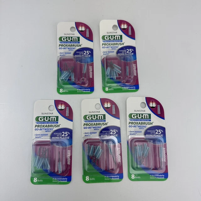5 GUM 612A Proxabrush GoBetweens Interdental Brush Refills Moderate
