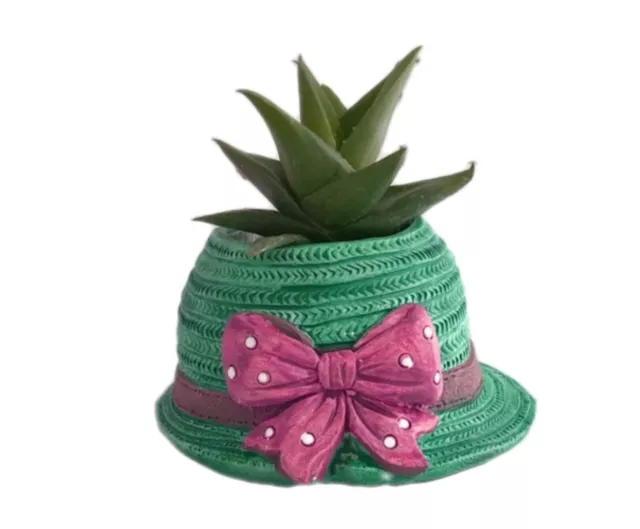 Moule Silicone Pot de Fleur Chapeau 12cm Déco Ruban Noeud pour Plâtre Résine