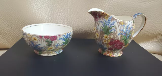 Royal Winton Grimwades Sugar bowl and Creamer Floral Set