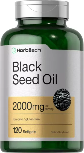 BLACK SEED OIL 2000mg 120 Softgel Capsules Nigella Sativa by Horbaach ...
