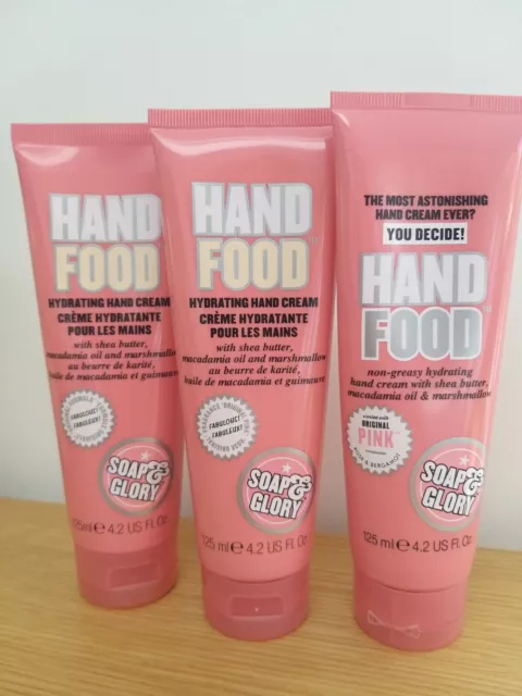 3 x Soap And Glory Hand Food Hand Cream Shea Butter Non-Greasy Hydrating 125ml