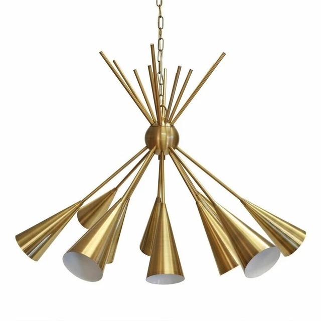 Mid Century Channing Sputnik Chandelier Matt Brass Ceiling Pendant Lights Lamps