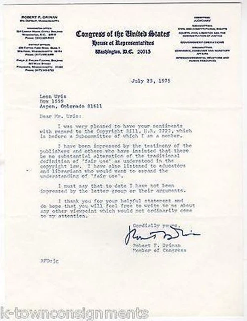 Robert Drinan Massachusetts Congress Vintage Autograph Signed Political Letter 1 Robert Drinan Massachusetts Congress Vintage Autograph Signed Political Letter 1