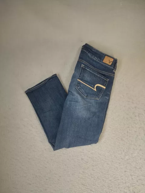 American Eagle Womens Jeans 8 Regular Blue Artist Crop Stretch Dark Denim