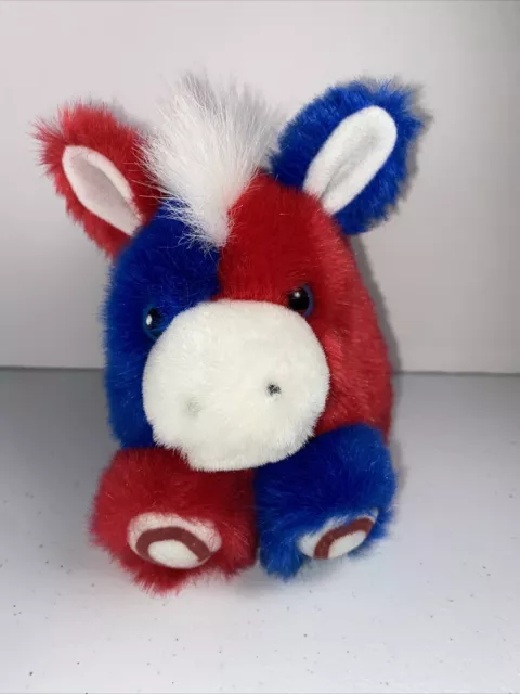 1994 Puffkins Stripes Horse Plush Red White Blue Swibco Stuffed Animal Toy USA