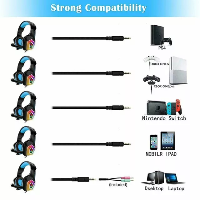 3.5mm Gaming Stereo Headset MIC LED Headphone For Xbox one/PS4/PC Switch Gift 3