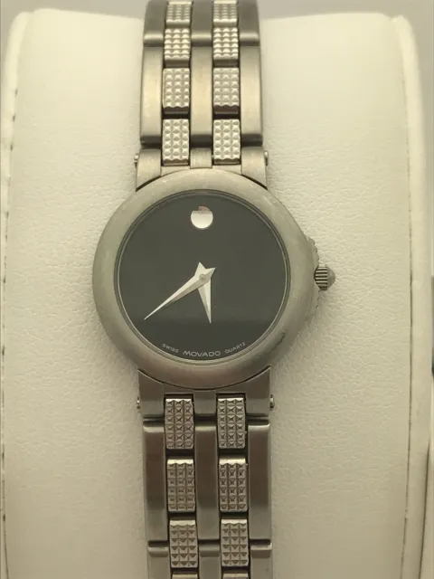 Movado Ladies Black Museum Dial Stainless Steel Bracelet Watch 0603688