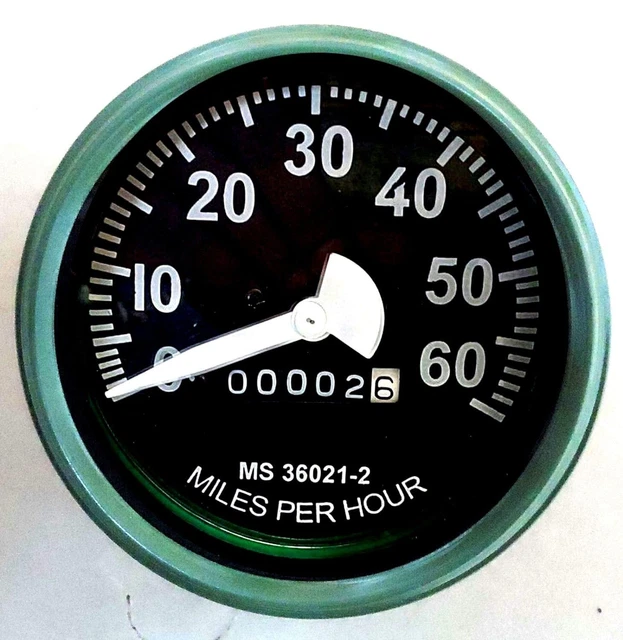 thumbnail image 2 of Willys MB GPW CJ2A CJ3A CJ3B Speedometer – Black Face, 60 Mph – Vintage Style Aftermarket 2 of 5